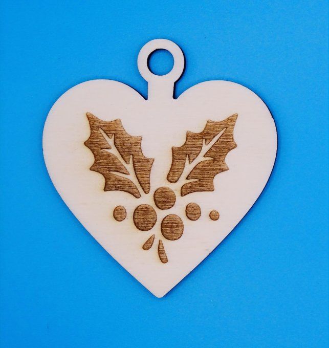 Coeur déco motif houx