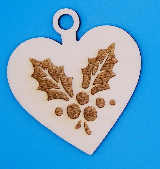 Coeur déco motif houx
