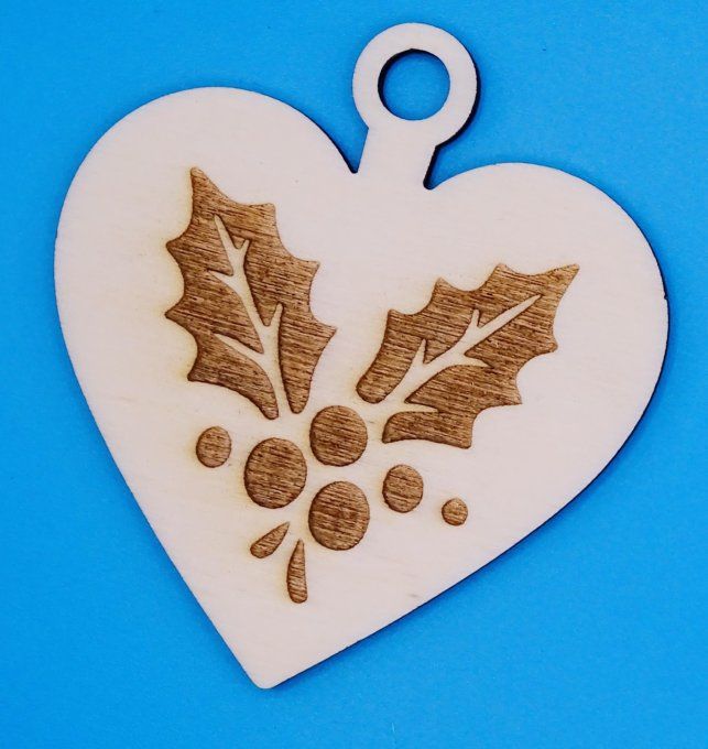 Coeur déco motif houx