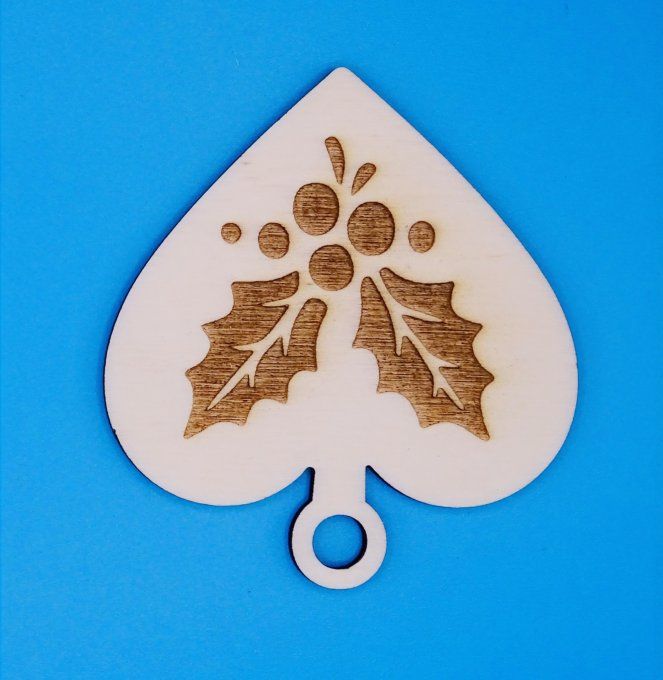 Coeur déco motif houx