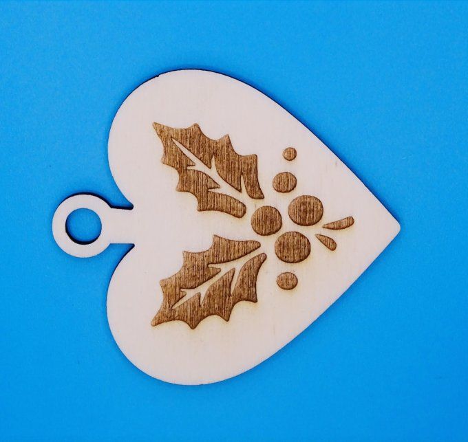 Coeur déco motif houx