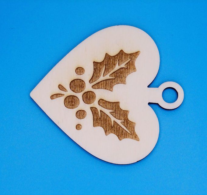 Coeur déco motif houx