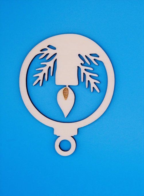 Déco à suspendre motif bougie et branche de sapin