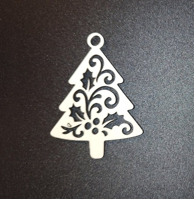 Déco forme sapin houx liserets