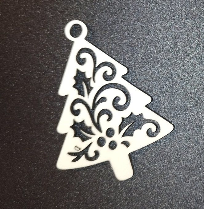 Déco forme sapin houx liserets